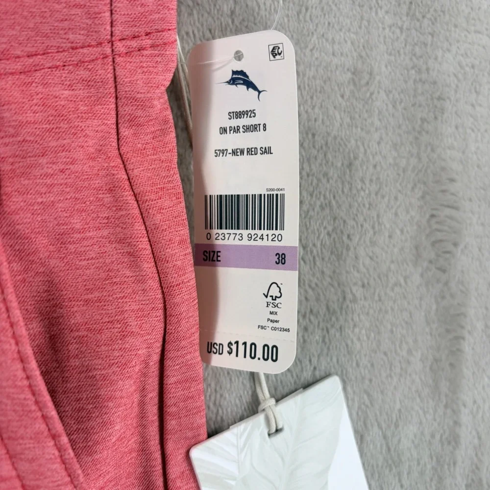 Tommy Bahama On Par IslandZone Golf Shorts in New Red‎ Sail Men 38x8 NWT $110